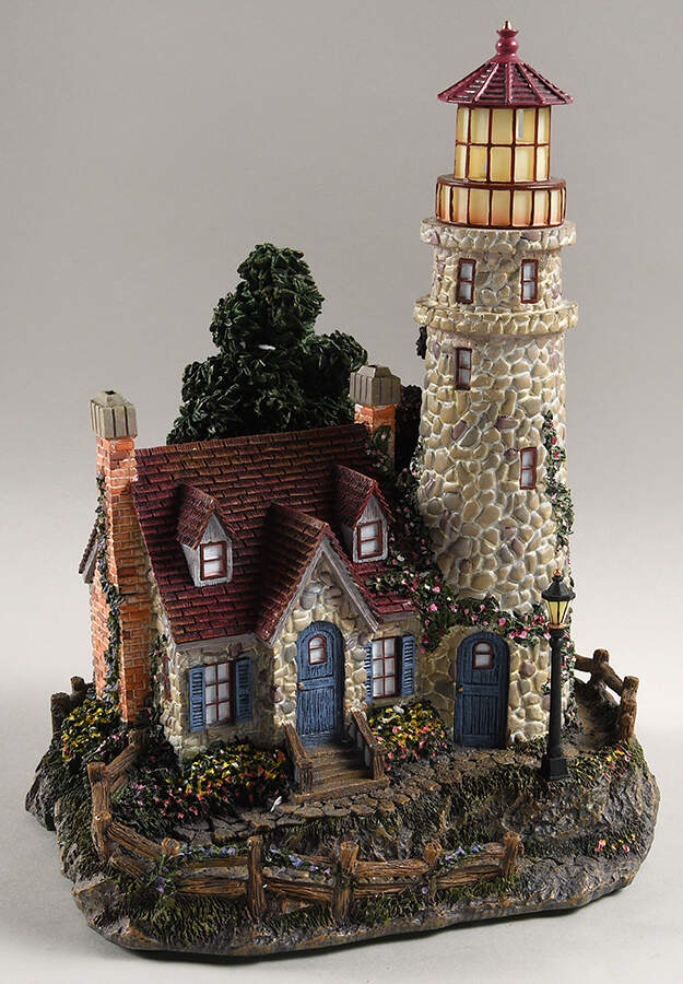 Thomas Kinkades Seaside Village Guiding Point Lighthouse - No Box by Hawthorne Village-1