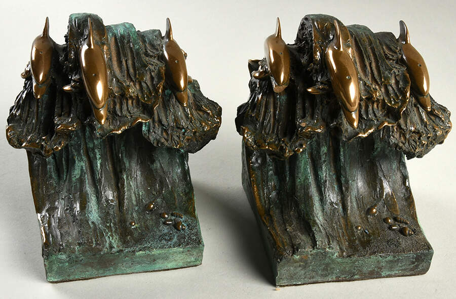 Addotta Bookends Dolphins On Wave-Pair - No Box by Hamilton Collection-1