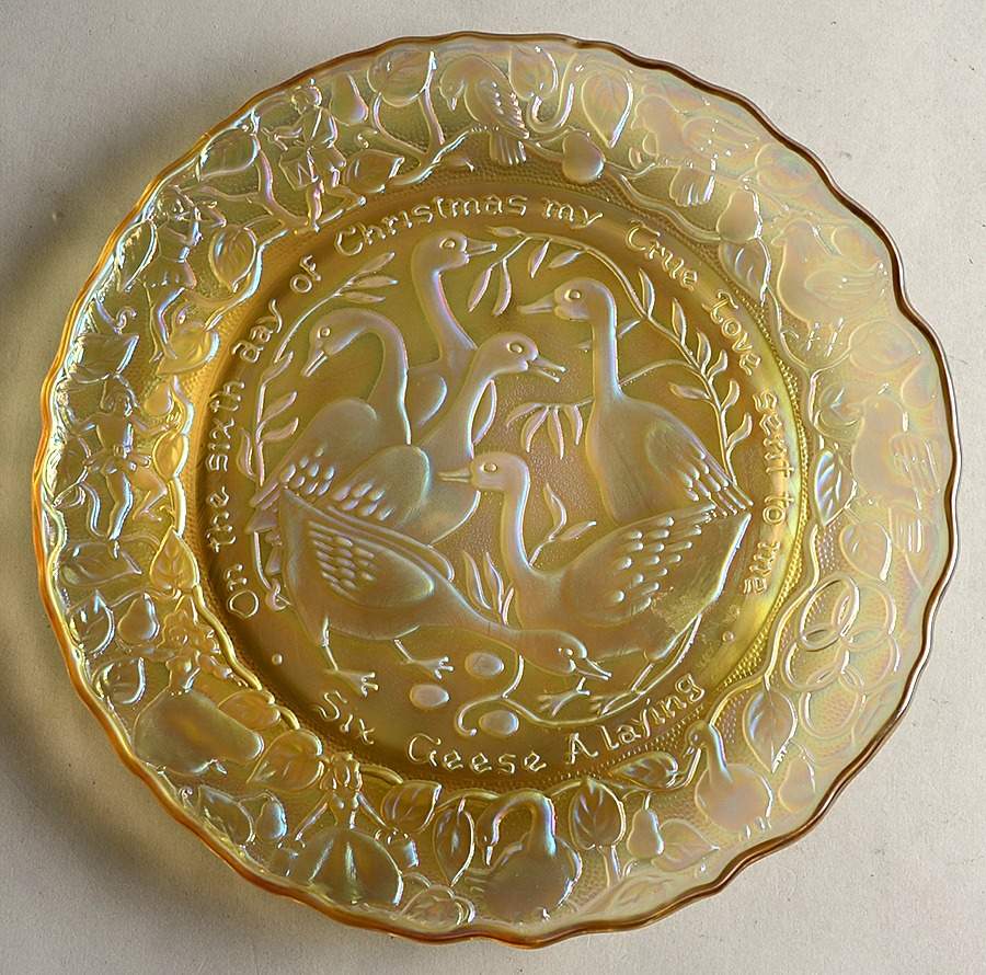 Twelve Days of Christmas-Carnival Glass Six Geese A Laying - No Box by Imperial Glass-Ohio-1
