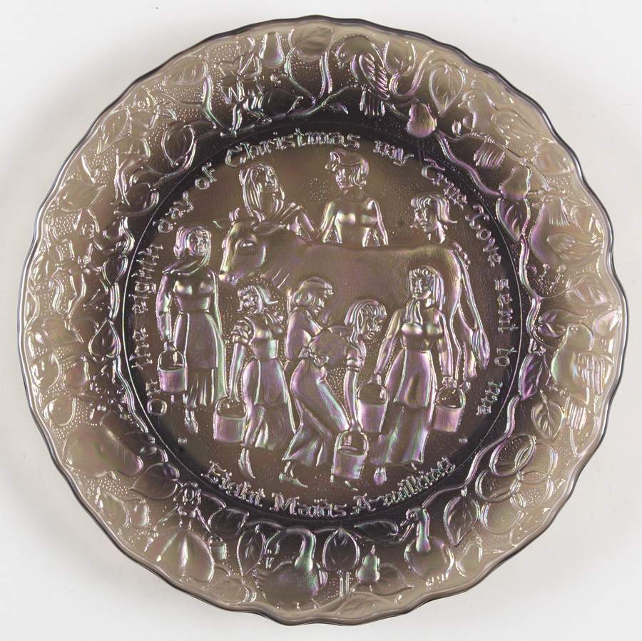 Twelve Days of Christmas-Carnival Glass Eight Maids A Milking - Boxed by Imperial Glass-Ohio-1