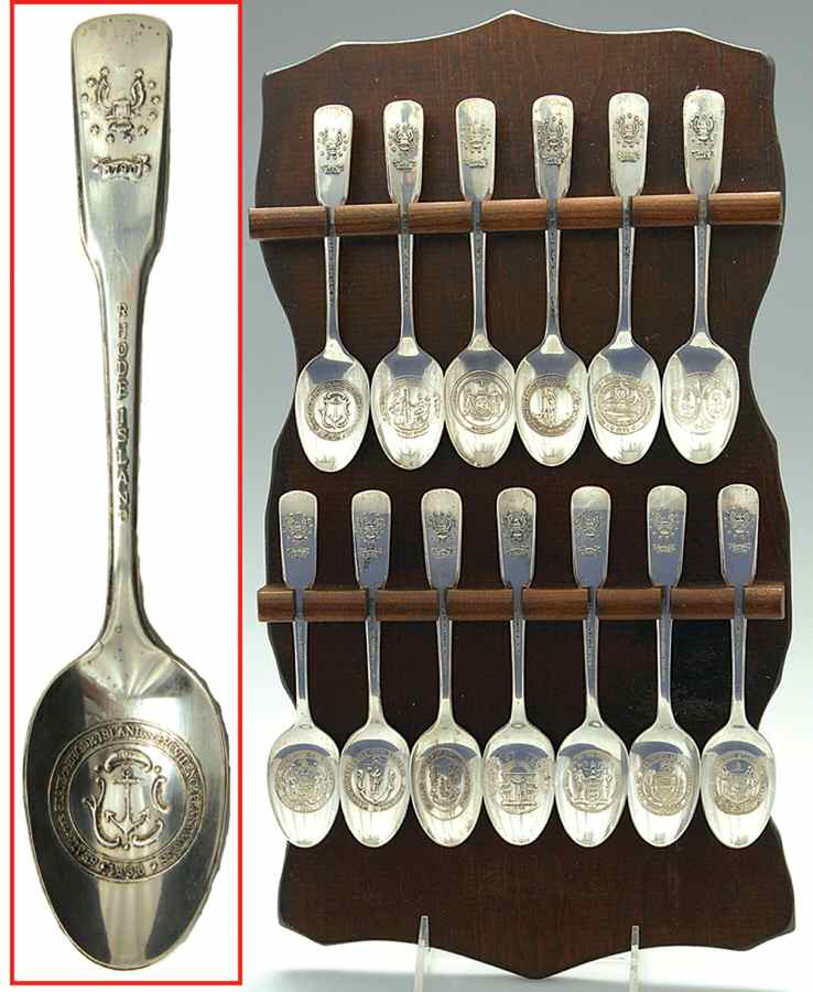 13 Colonies-Bicentennial Spoon Set Of 13 State Spoons/With Display - No Box by International Silver-1