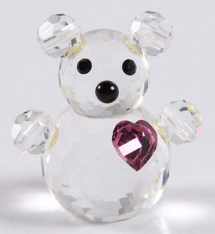 Iris Arc Crystal Figurines Bear With Pink Heart Miniature - Boxed by Iris ARC-1