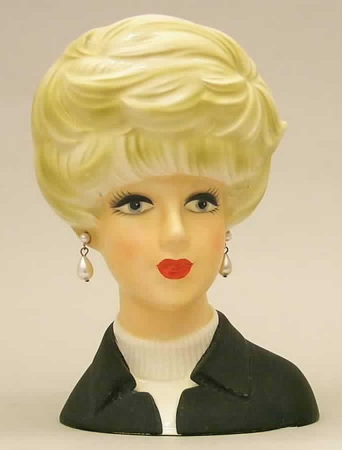 Inarco Head Vases Blonde, Black Jacket - No Box by Inarco (Japan)-1
