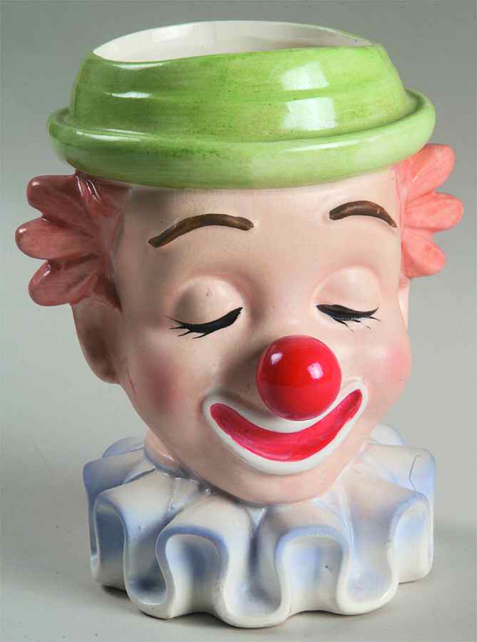 Inarco Head Vases Clown Green Hat - No Box by Inarco (Japan)-1
