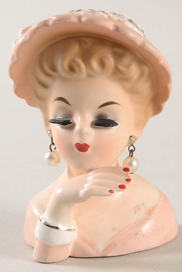 Inarco Head Vases Pink Dress & Hat - No Box by Inarco (Japan)-1