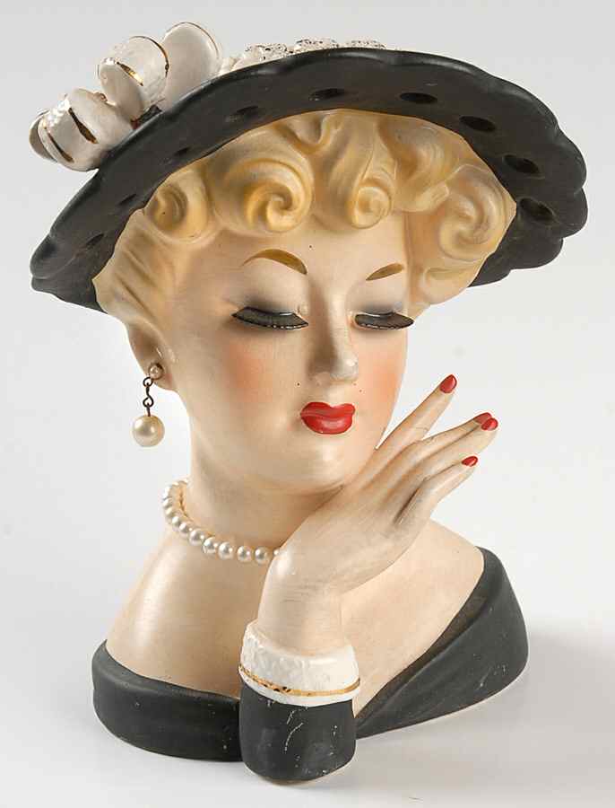 Inarco Head Vases Black Hat & Dress - No Box by Inarco (Japan)-1