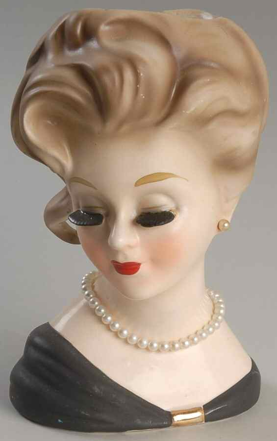 Inarco Head Vases Black Dress & Pearls - No Box by Inarco (Japan)-1