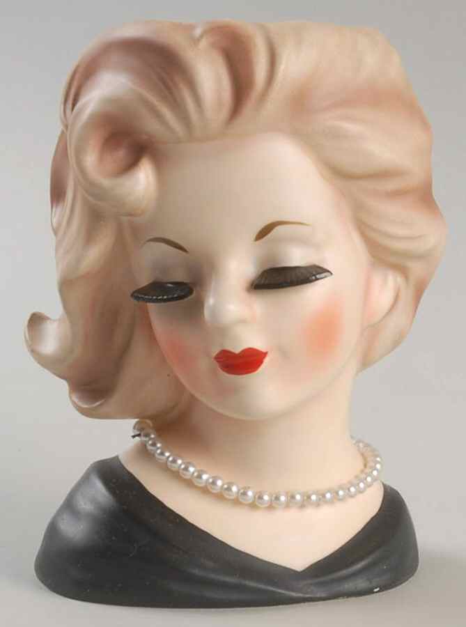 Inarco Head Vases Black Dress & Pearls - No Box by Inarco (Japan)-1