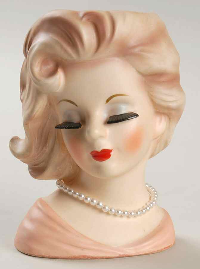 Inarco Head Vases Pink Dress & Pearls - No Box by Inarco (Japan)-1