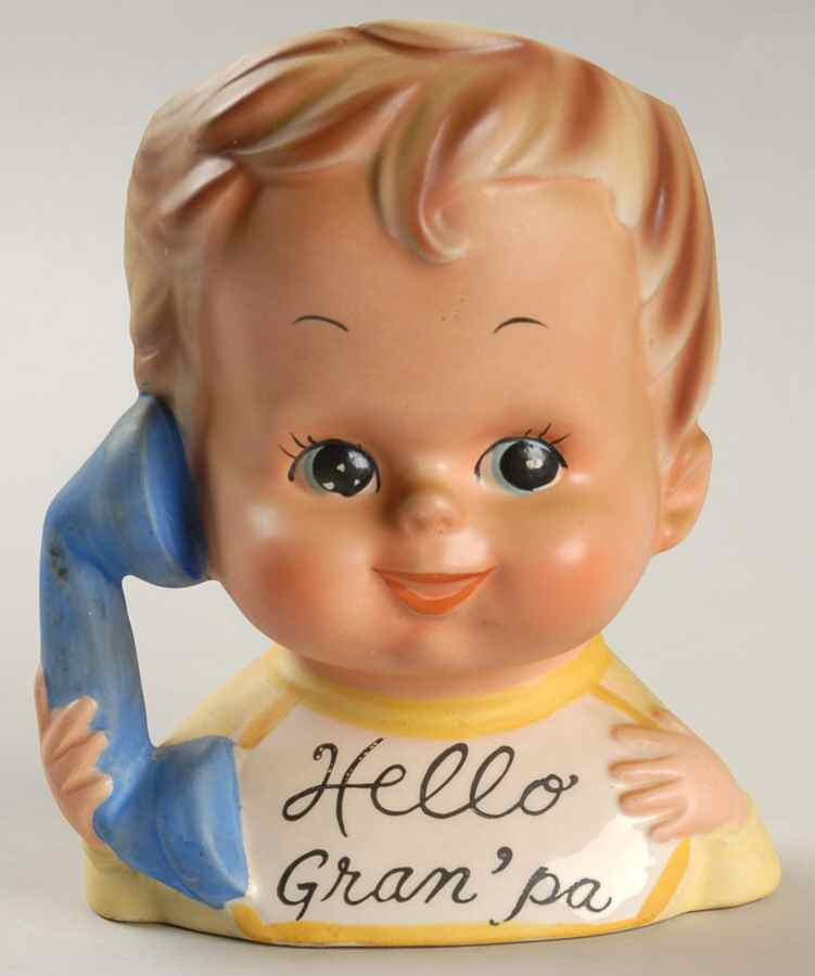 Inarco Head Vases Baby Hello Gran'Pa Blue Phone  - No Box by Inarco (Japan)-1