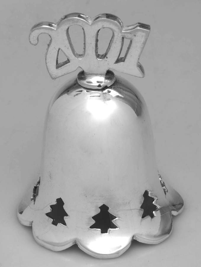 Annual Silverplate Bell Christmas Tree Pierced - Boxed by International Silver-1