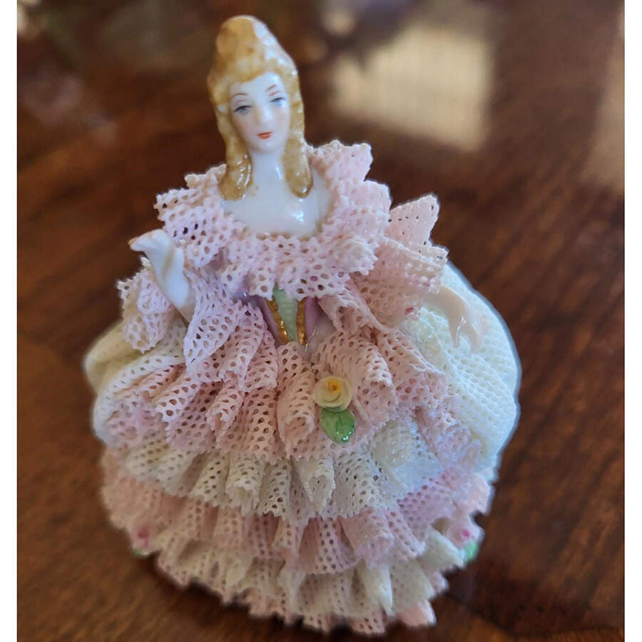 Irish Dresden Lace Figurines Rose - Boxed by Muller & Co-1