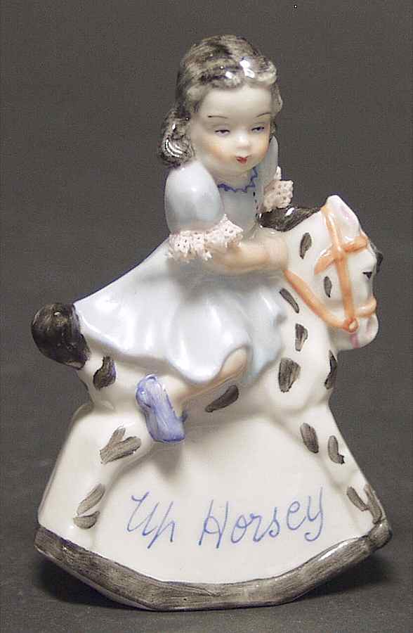 Irish Dresden Lace Figurines Up Horsey - Boxed by Muller & Co-1