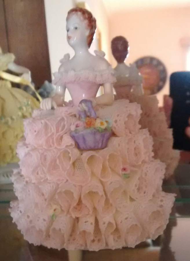 Irish Dresden Lace Figurines Roxanne - Pink - Boxed by Muller & Co-1