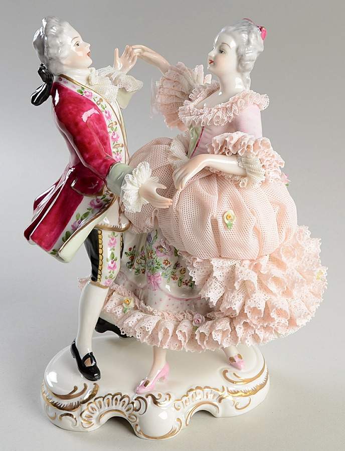 Irish Dresden Lace Figurines Vienna Waltz - Boxed by Muller & Co-1