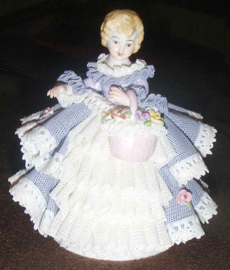 Irish Dresden Lace Figurines Lady Violet - Boxed by Muller & Co-1