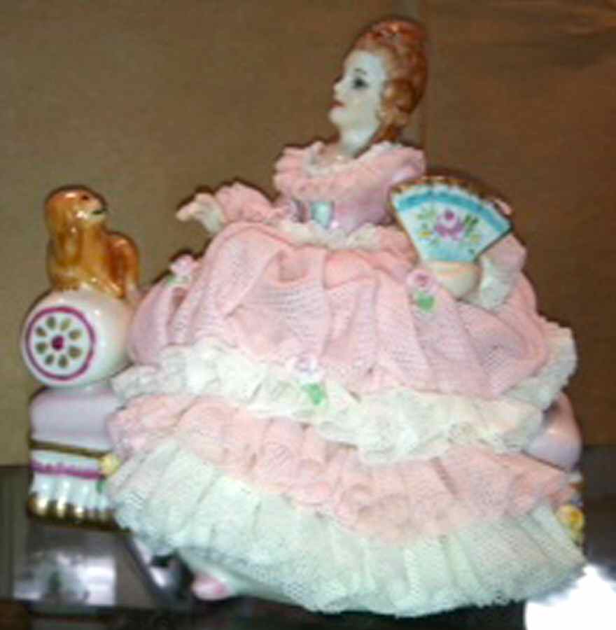 Irish Dresden Lace Figurines Lady Elizabeth - Boxed by Muller & Co-1