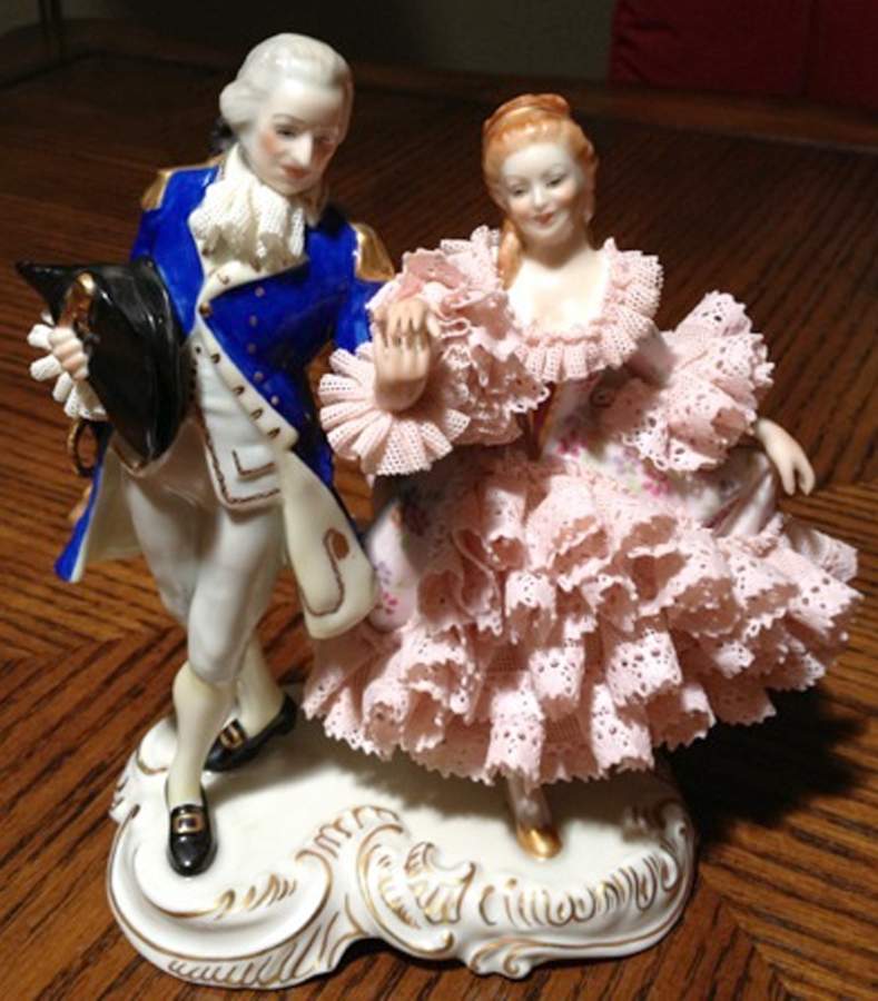 Irish Dresden Lace Figurines Victory Ball - Boxed by Muller & Co-1