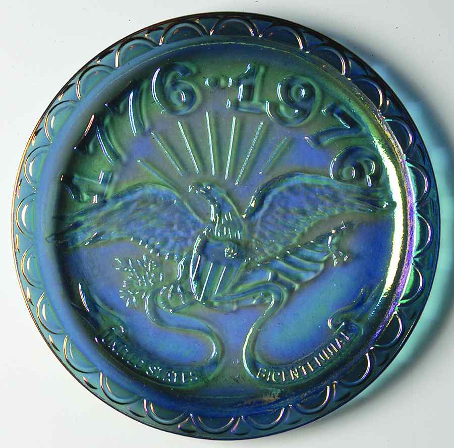 American Bicentennial American Eagle-Blue Carnival Glass - No Box by Indiana Glass-1