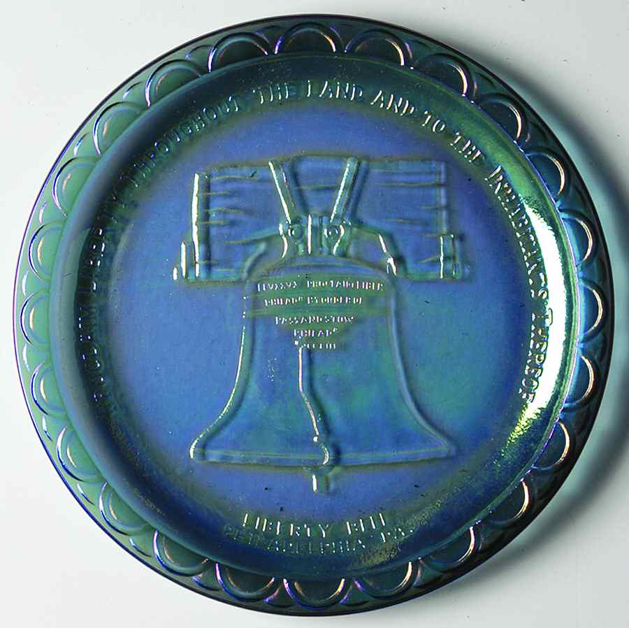 American Bicentennial Liberty Bell-Blue Carnival Glass - Boxed by Indiana Glass-1