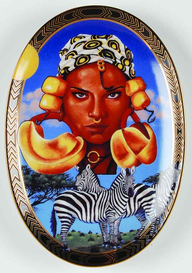 Africa Peul Woman And Zebras - No Box by Islandia-1