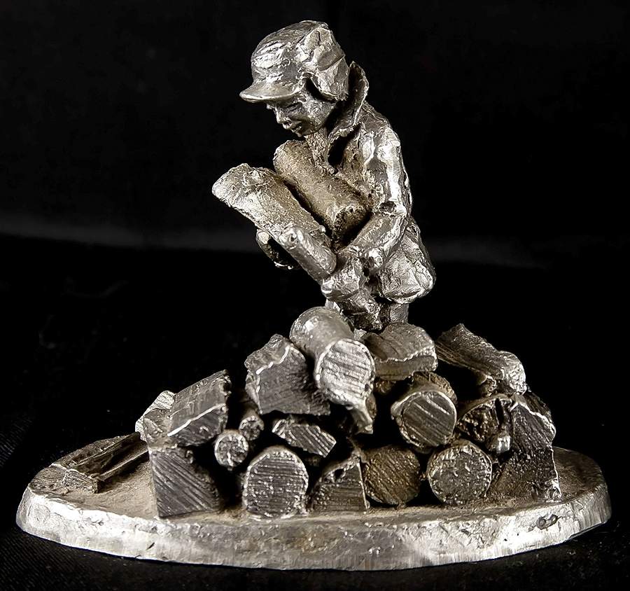 Robert Drury Figurines Boy Stacking Firewood - No Box by International Silver-1