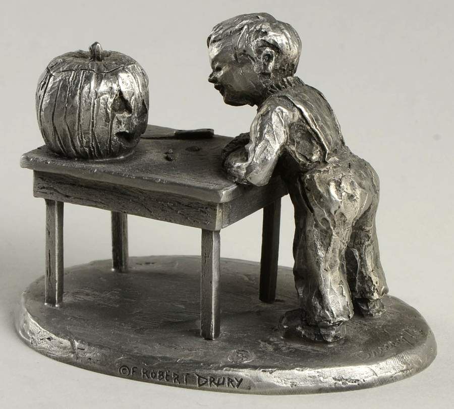 Robert Drury Figurines Carving The Pumpkin - No Box by International Silver-1