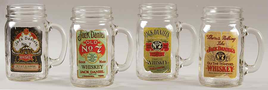 Jack Daniels Figurines; Giftware Jack Daniels Mason Jars-Set Of 4 - Boxed by Jack Daniels-1