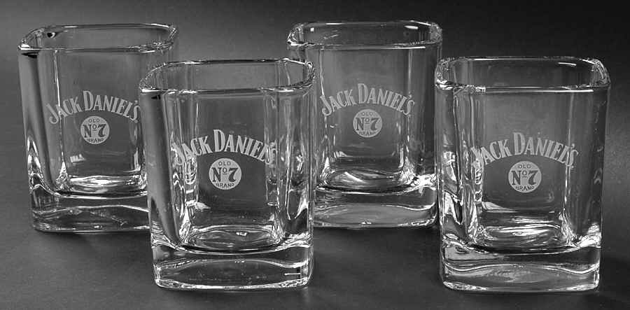 Jack Daniels Figurines; Giftware Old No.7 Square Glasses-Set Of 4 - Boxed by Jack Daniels-1