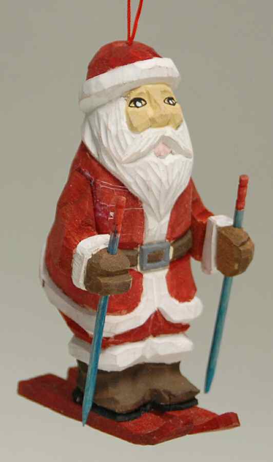 JWM Ornaments Santa On Skis Wood - No Box by Joseph Warren Miller-1