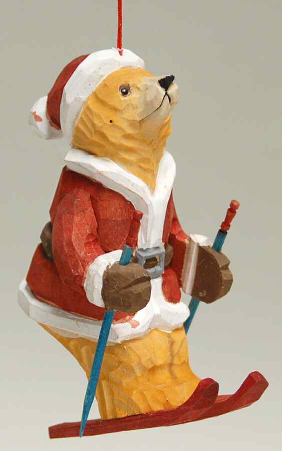 JWM Ornaments Bear On Skis Wood - No Box by Joseph Warren Miller-1