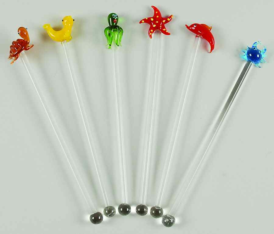 JWM Ornaments Glass Beach Stir Stick Set Of 6 - No Box by Joseph Warren Miller-1