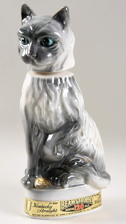 Jim Beam Decanter Gray Tabby Cat  -Trophy Series - No Box by Jim Beam-1