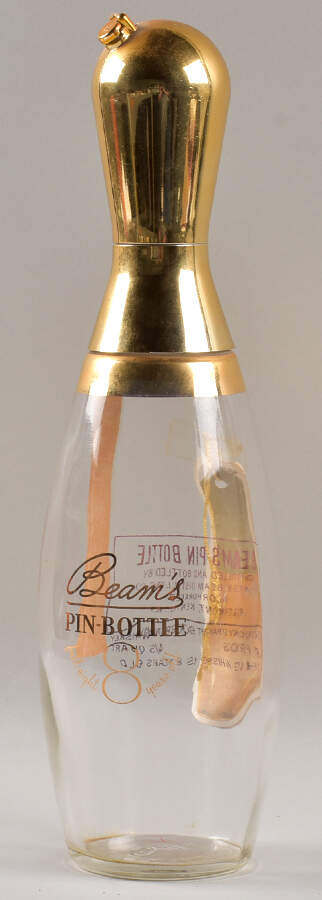 Jim Beam Decanter Pin Bottle Gold Top Clear - No Box by Jim Beam-1