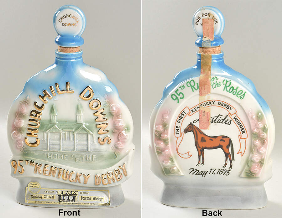 Jim Beam Decanter Churchill Downs - Pink Roses - No Box by Jim Beam-1