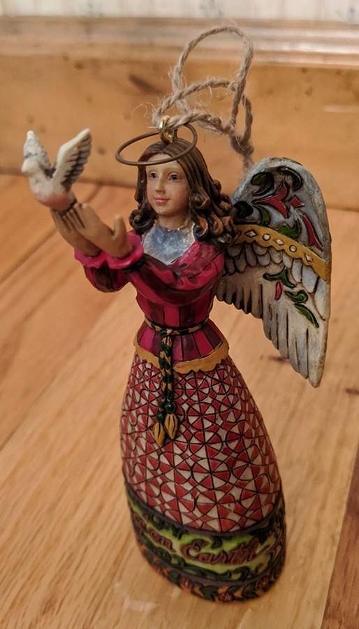 Angel Ornaments Angel With Dove - Red - No Box by Jim Shore-1