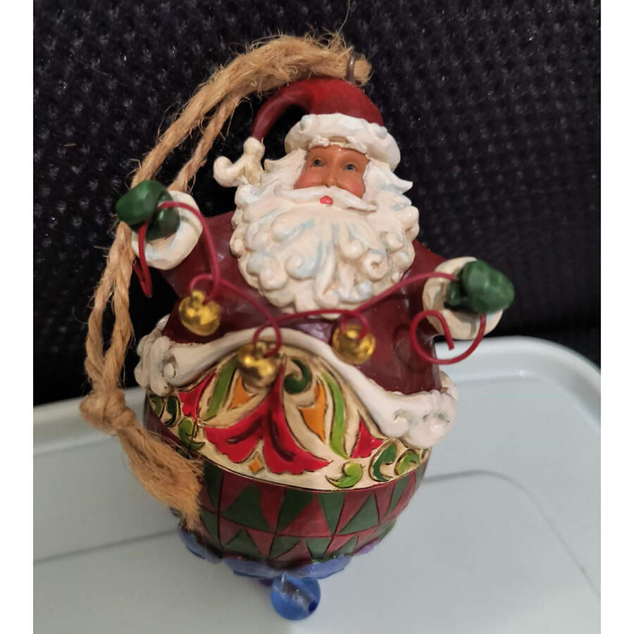Santa Ornaments Roly Poly Santa & Bell Garland - No Box by Jim Shore-1