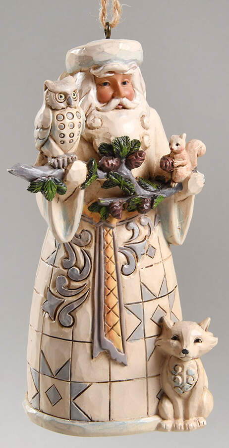 White Woodland Santa Ornaments Woodland Santa  - No Box by Jim Shore-1