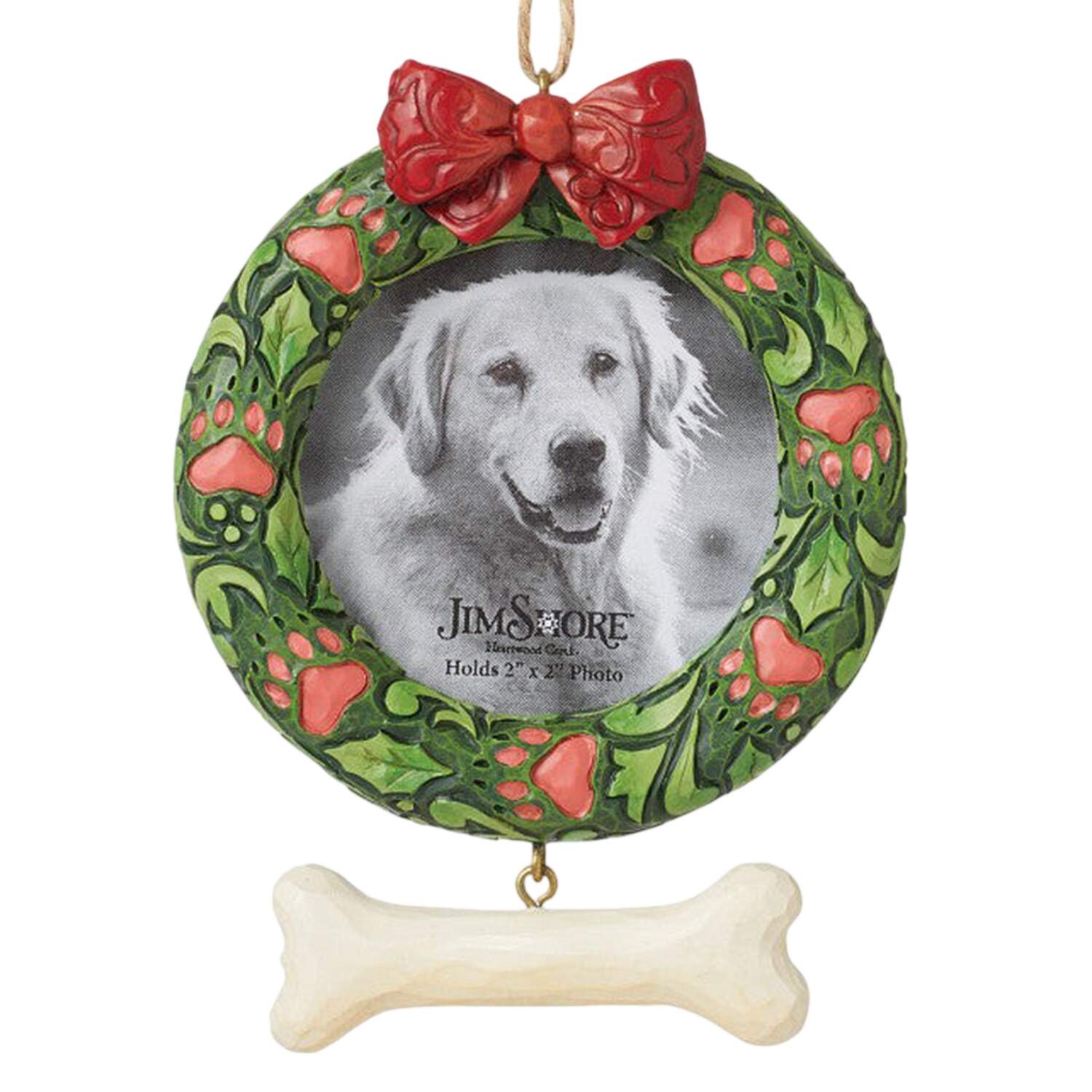 Christmas Ornaments Dog Pet Wreath Frame - Boxed by Jim Shore-1