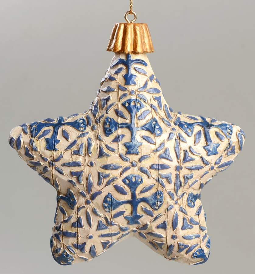 Quilt Ornaments Blue White Star - Boxed by Jim Shore-1