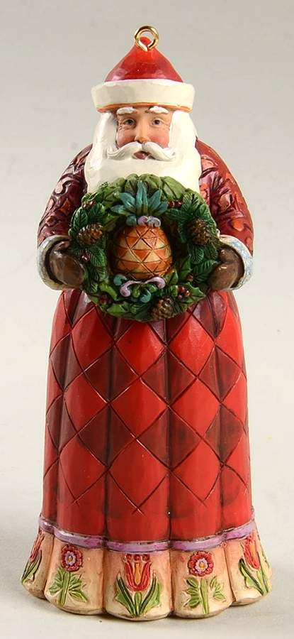 Santa Ornaments Santa With Christmas Pineapple - Boxed by Jim Shore-1