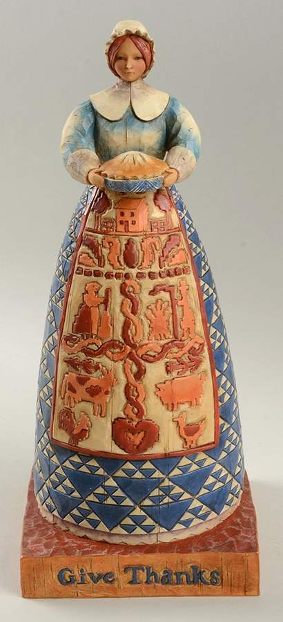 Thanksgiving Give Thanks - Pilgrim Woman - Boxed by Jim Shore-1