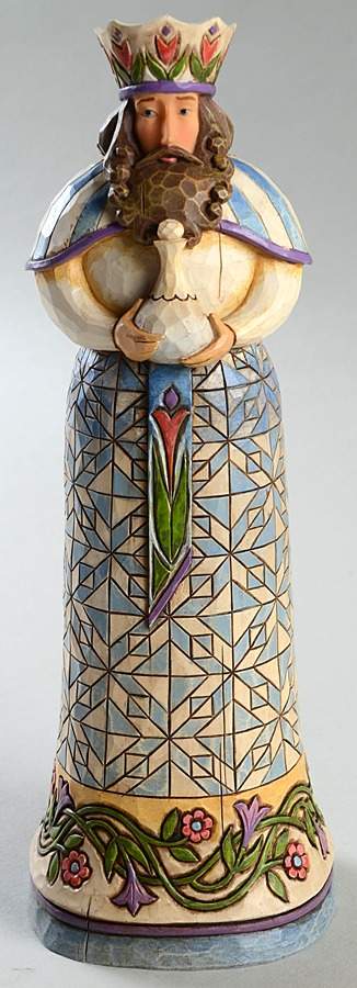 Blue Nativity Bearing Gifts - King With Bottle - No Box by Jim Shore-1