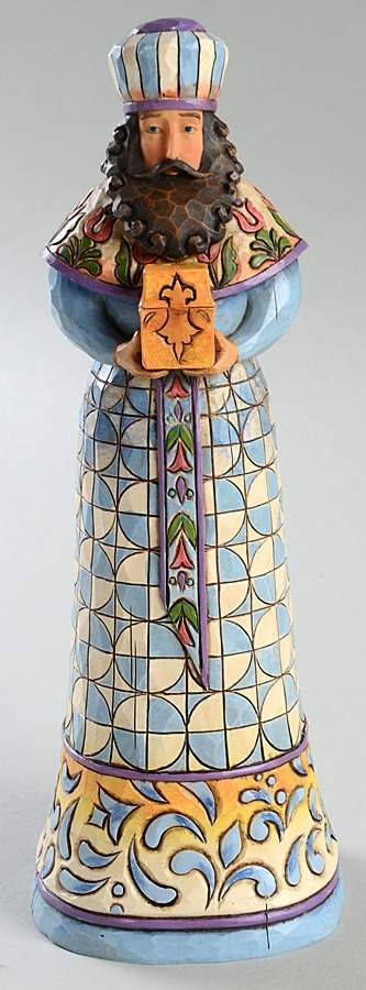 Blue Nativity Bearing Gifts - King With Box - No Box by Jim Shore-1