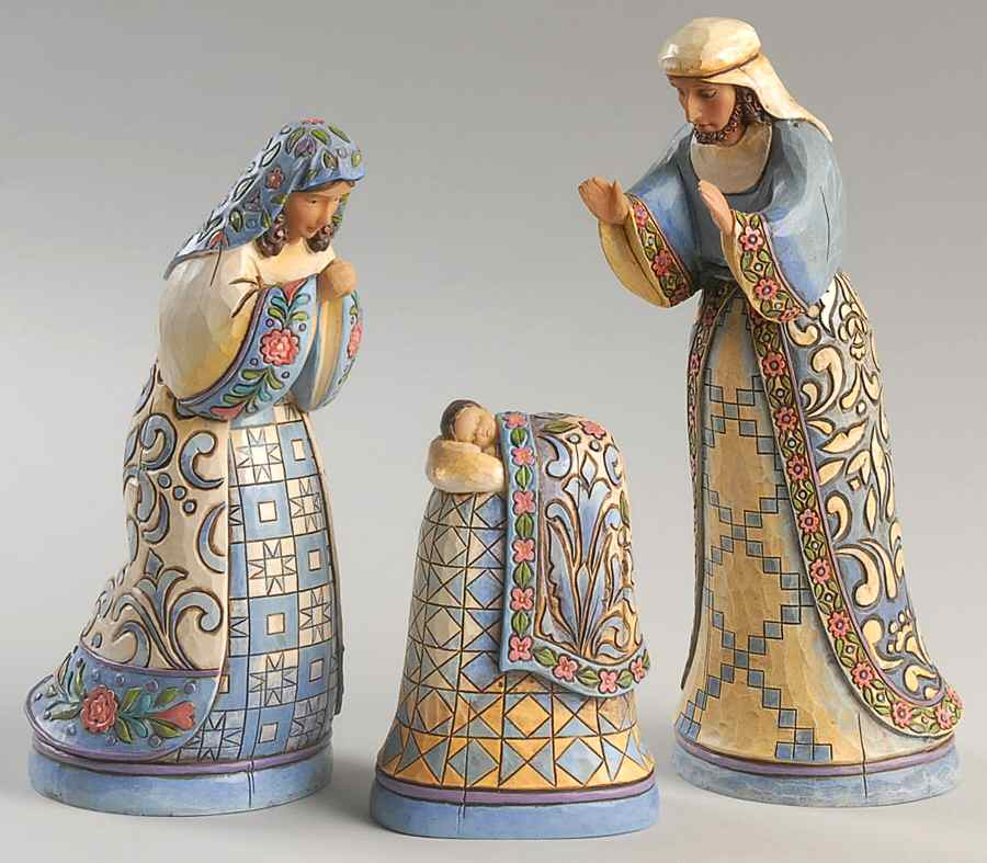 Blue Nativity A Savior Is Born - Holy Family-Set - With Box by Jim Shore-1