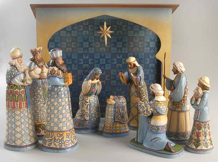 Blue Nativity 10 Piece Nativity Set - Nativity-Set Of 10 by Jim Shore-1