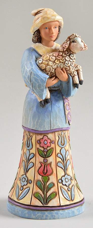 Blue Nativity Bringing Praise-Boy With Lamb - No Box by Jim Shore-1