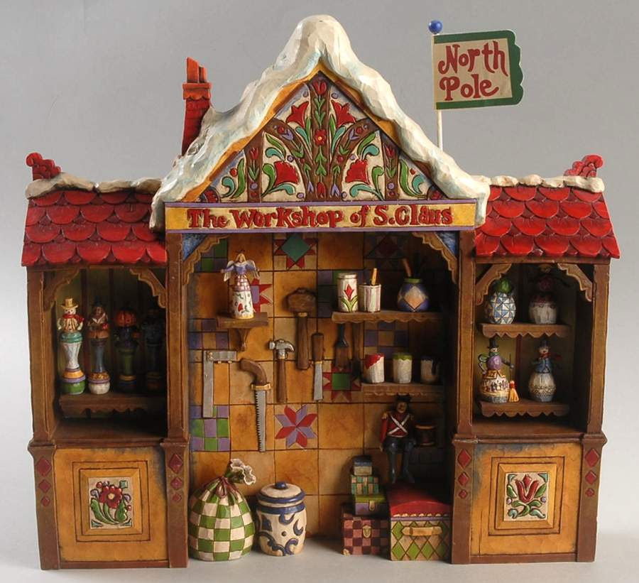 Santa's Workshop Series Workshop Backdrop - No Box by Jim Shore-1
