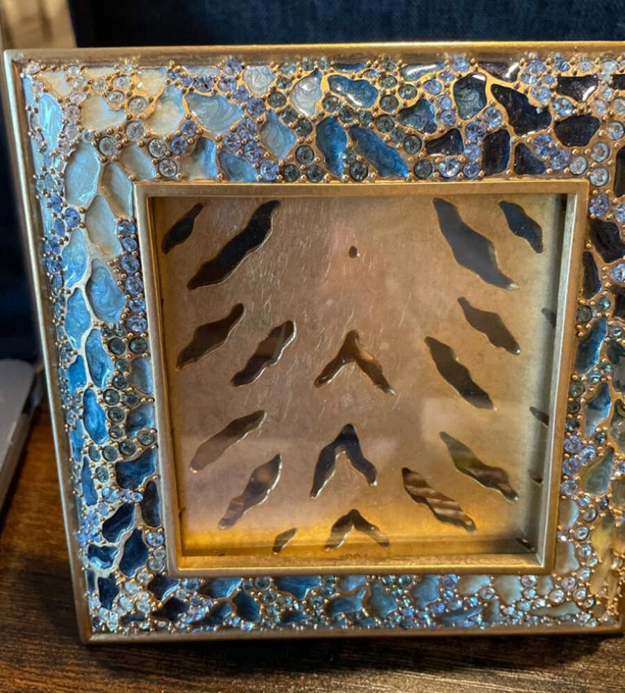 Jay Strongwater Figurine Blue Zircon And Crystal-Picture Frame - Boxed by Jay Strongwater-1
