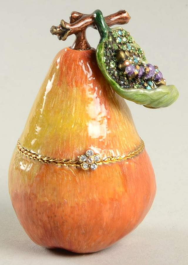 Jay Strongwater Figurine Pear Box-Yellow With Green Leaf - Boxed by Jay Strongwater-1